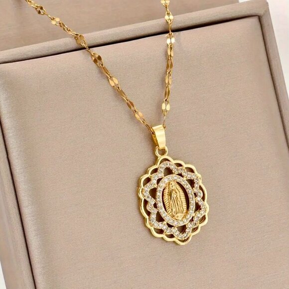 18K Gold Plated Our Lady of Guadalupe Necklace - Picture 5 of 5